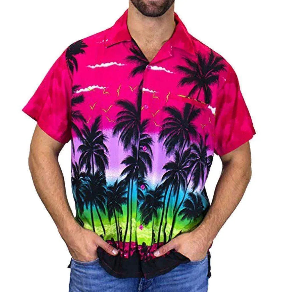 Palm Tree Hawaiian Shirt For Men - Short Sleeve Shirt - LeStyleParfait