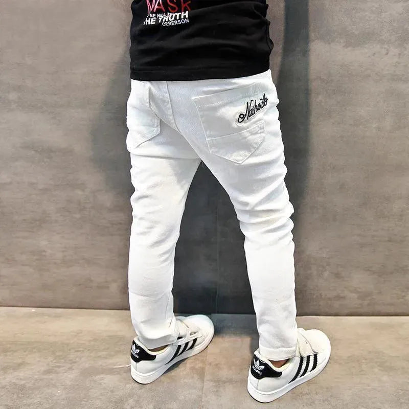 Pants, Kids Ragged Jeans Pants, Slim fit - Kids Pants - LeStyleParfait