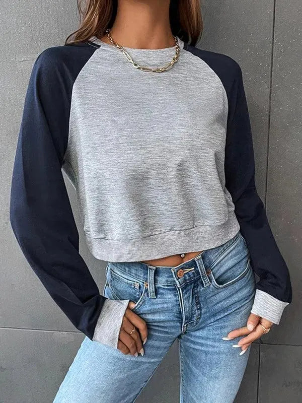 Patchwork Women Cropped Sweatshirt - Women Sweatshirt - LeStyleParfait