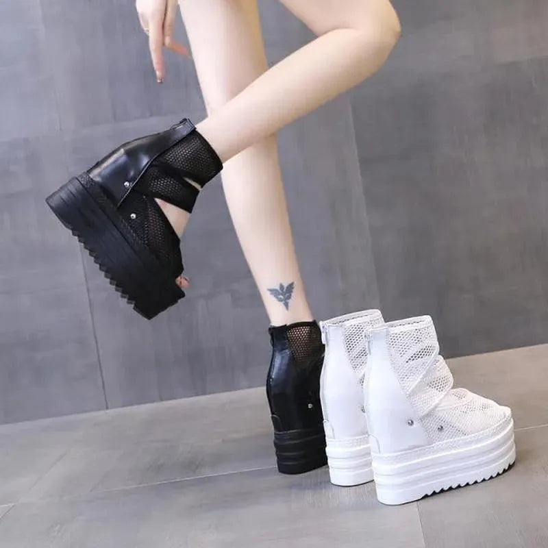 Peep Toe Ankle Wedge Shoes - Wedge Shoes - LeStyleParfait