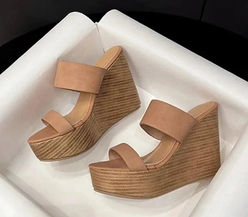 Peep Toe Wedge Sandal Shoes - Wedge Shoes - LeStyleParfait