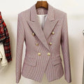 Pink Houndstooth Blazer Women - Formal-Business - Plaid - Double-Breasted Blazer - LeStyleParfait