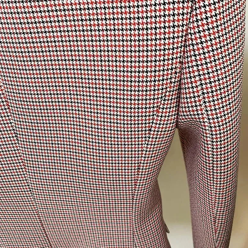 Pink Houndstooth Blazer Women - Formal-Business - Plaid - Double-Breasted Blazer - LeStyleParfait