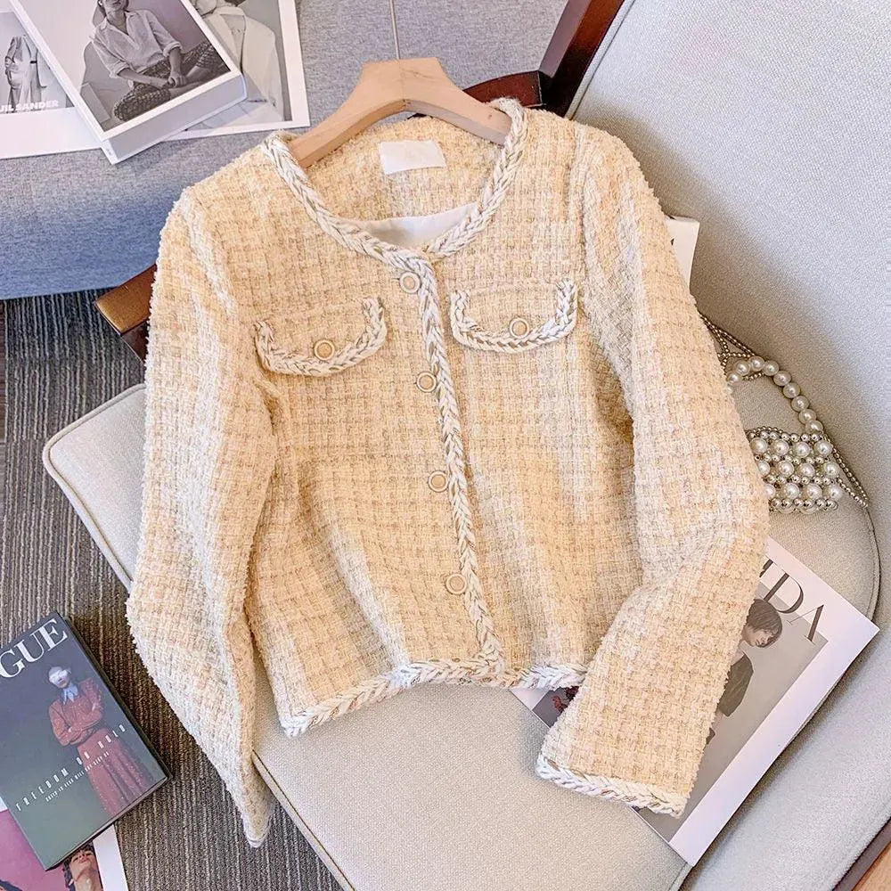 Pink Plaid Tweed Jacket - Tweed Blazer - LeStyleParfait