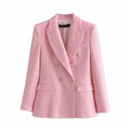 Pink Tweed Blazer Women - Formal-Business - Plain-Solid - Tweed Blazer - LeStyleParfait