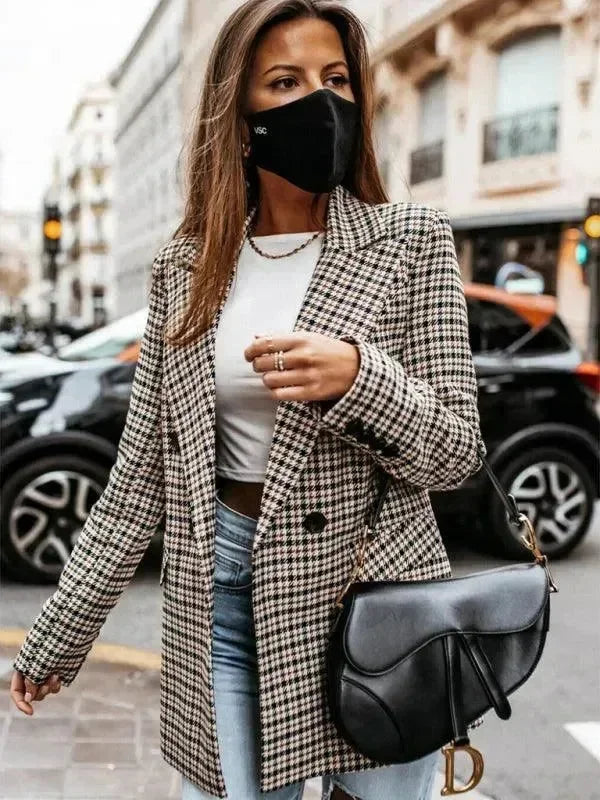 Plaid Double-Breasted Women Coat - Coat - LeStyleParfait
