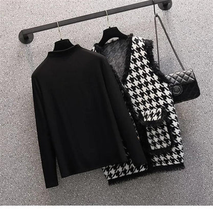 Plaid Women 3 Piece Sweater Set - Clothing Set - LeStyleParfait