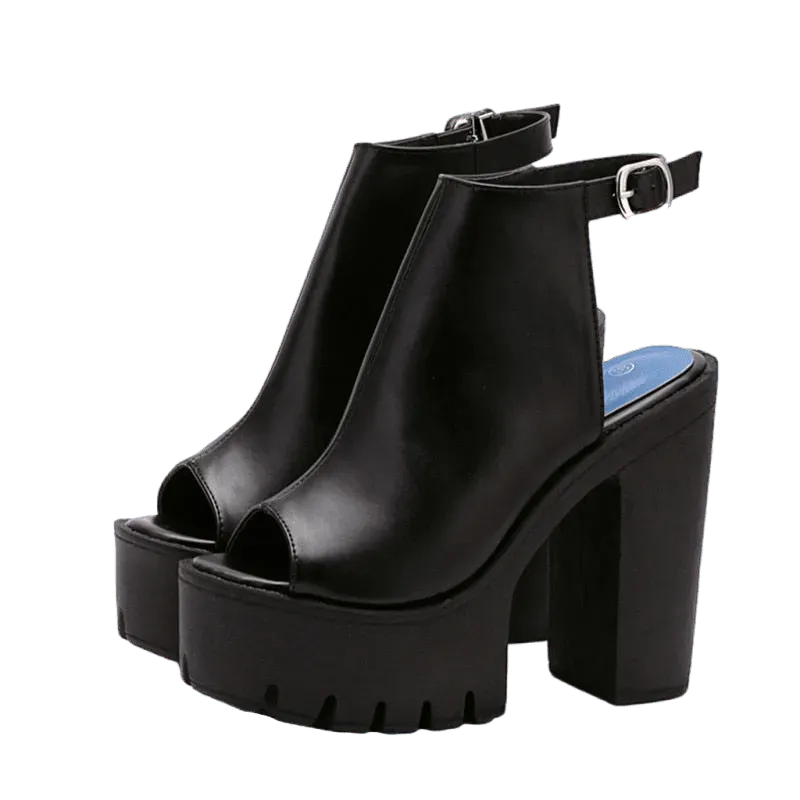 Platform Slingback Heels Sandals - Sandals - LeStyleParfait