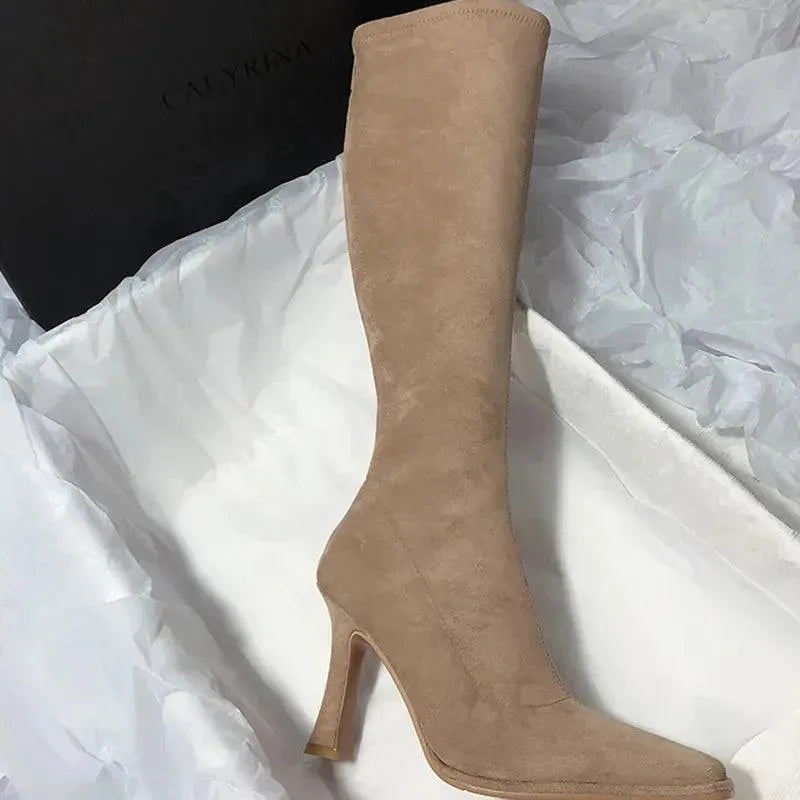 Pointy Thin High Heeled Knee High Women Boots - Knee High Boots - LeStyleParfait