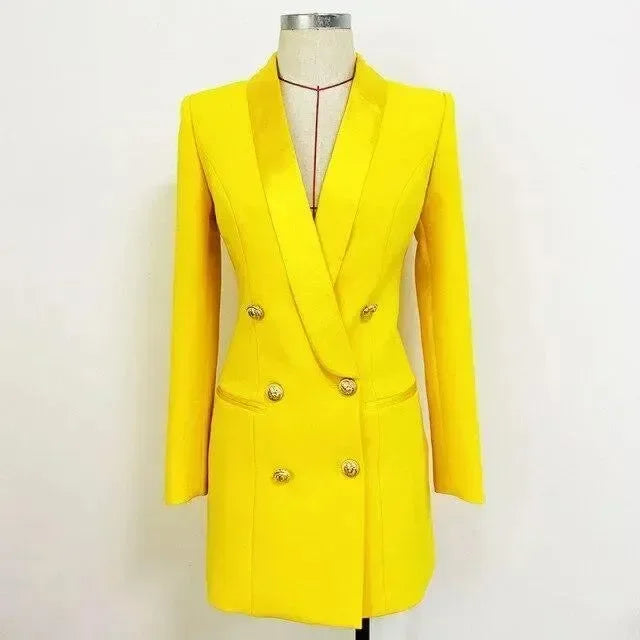 Yellow Tuxedo Blazer Dress - Blazer Dress - LeStyleParfait