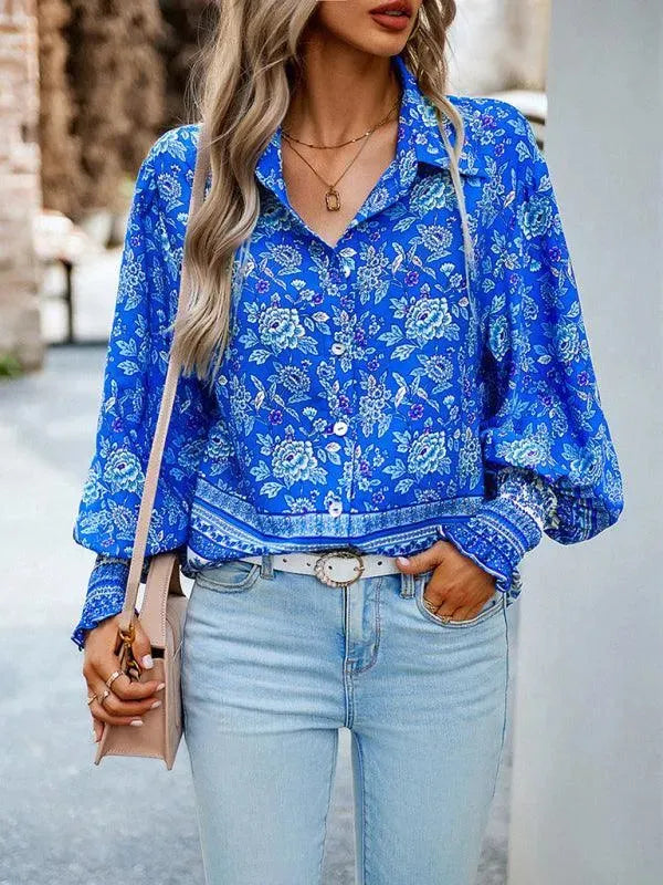 Printed Casual Long Sleeved Women Shirt - Women Tops & Blouses |-Women's Shirt