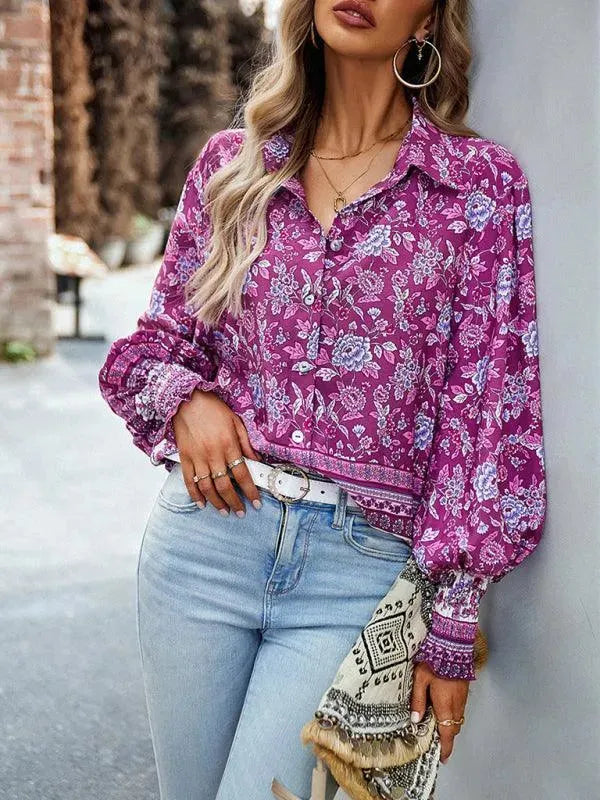 Printed Casual Long Sleeved Women Shirt - Women Tops & Blouses |-Women's Shirt
