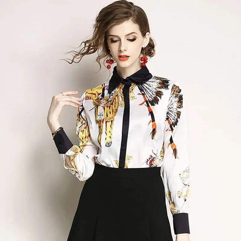 Printed Chiffon Shirt For Women-Women's Shirts-LeStyleParfait
