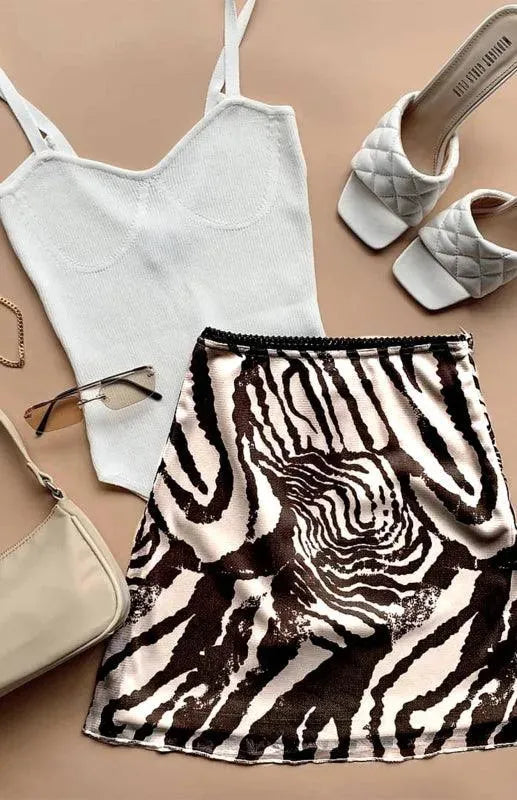 Printed High Waist Double-Layer Mini Skirt - Mini Skirt - LeStyleParfait