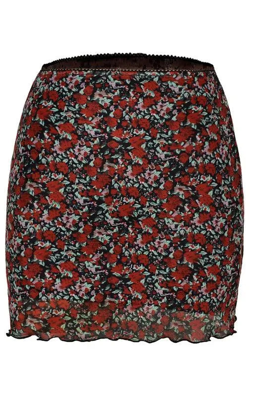 LeStyleParfait Women Skirts Ladies Sexy Mini Skirt, Floral Skirt Printed Zipper-Mini Skirt