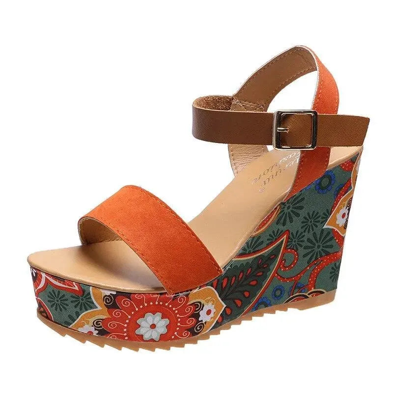 Printed Peep Toe Wedge Shoes - Wedge Shoes - LeStyleParfait