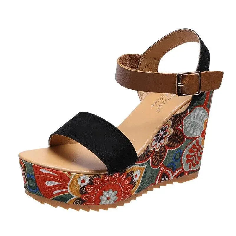 Printed Peep Toe Wedge Shoes - Wedge Shoes - LeStyleParfait