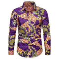 Purple Yellow Dashiki Men's Shirt-Men Shirts-LeStyleParfait