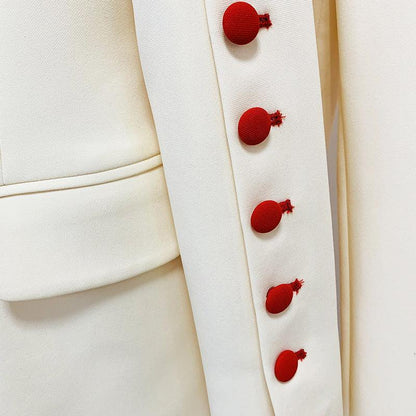 Red Buttons Formal Business Pantsuit - Women Pant Suit - LeStyleParfait