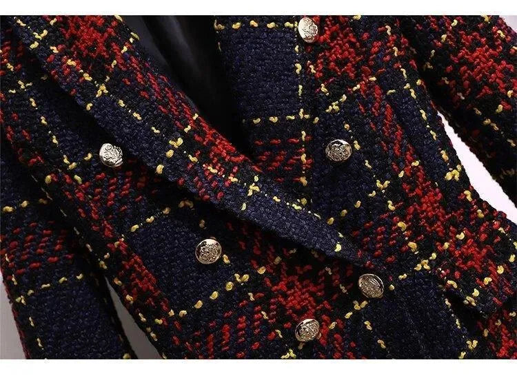 Red Plaid Tweed Skirt Suit - Skirt Suit - LeStyleParfait