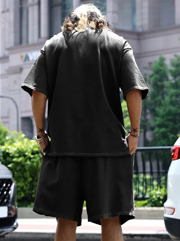 Relaxed Casual Solid Shorts Two-Piece Set - Solid Casual Shorts Two-Piece Set - LeStyleParfait