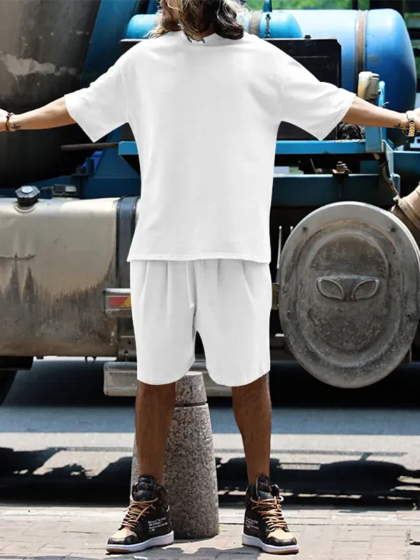 Relaxed Casual Solid Shorts Two-Piece Set - Solid Casual Shorts Two-Piece Set - LeStyleParfait