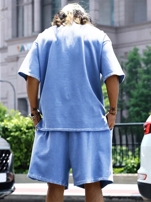 Relaxed Casual Solid Shorts Two-Piece Set - Solid Casual Shorts Two-Piece Set - LeStyleParfait