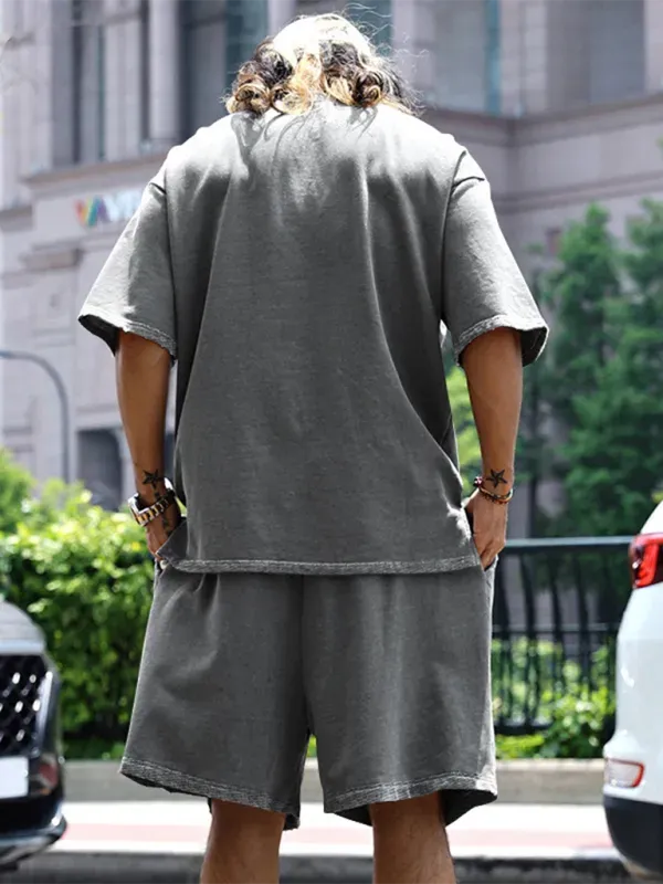 Relaxed Casual Solid Shorts Two-Piece Set - Solid Casual Shorts Two-Piece Set - LeStyleParfait