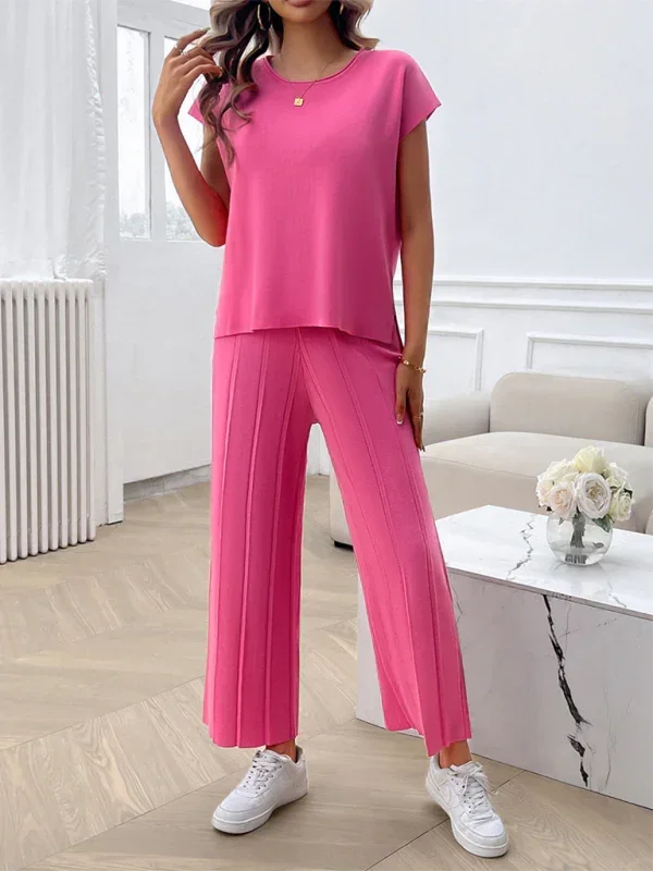 Relaxed Women Casual Beige Two-Piece Set - Casual Two-Piece Set - LeStyleParfait