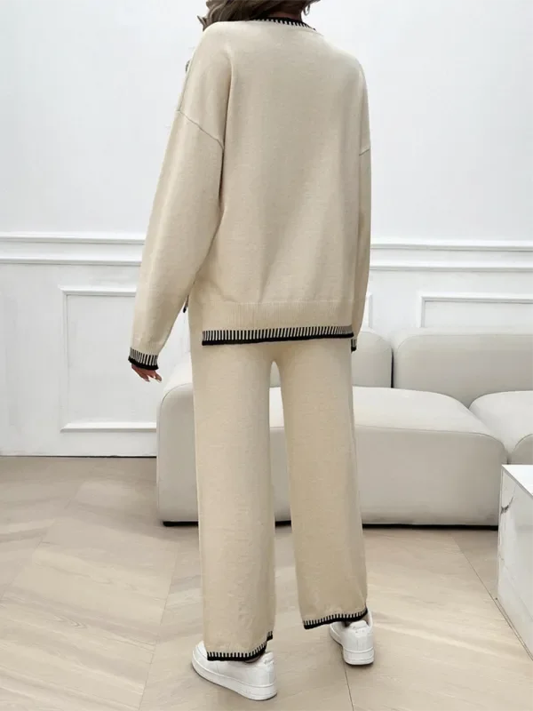 Relaxed Women Casual Knit Two-Piece Set - Casual Knit Set - LeStyleParfait