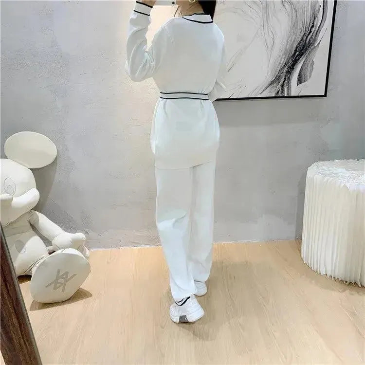 Relaxed Women Casual Twill Two-Piece Set - Casual Pants Set - LeStyleParfait