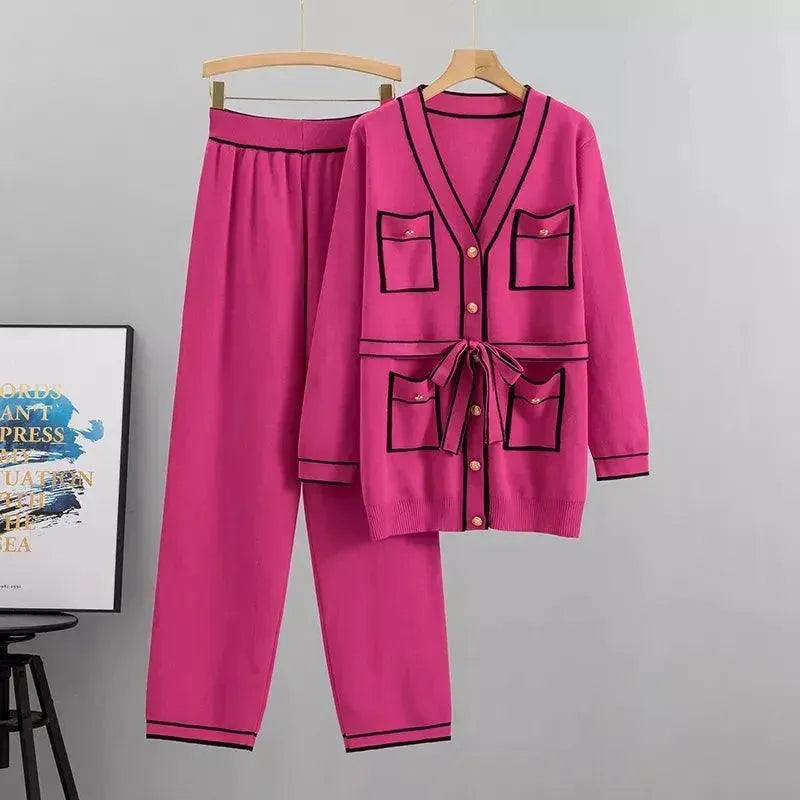 Relaxed Women Casual Twill Two-Piece Set - Casual Pants Set - LeStyleParfait