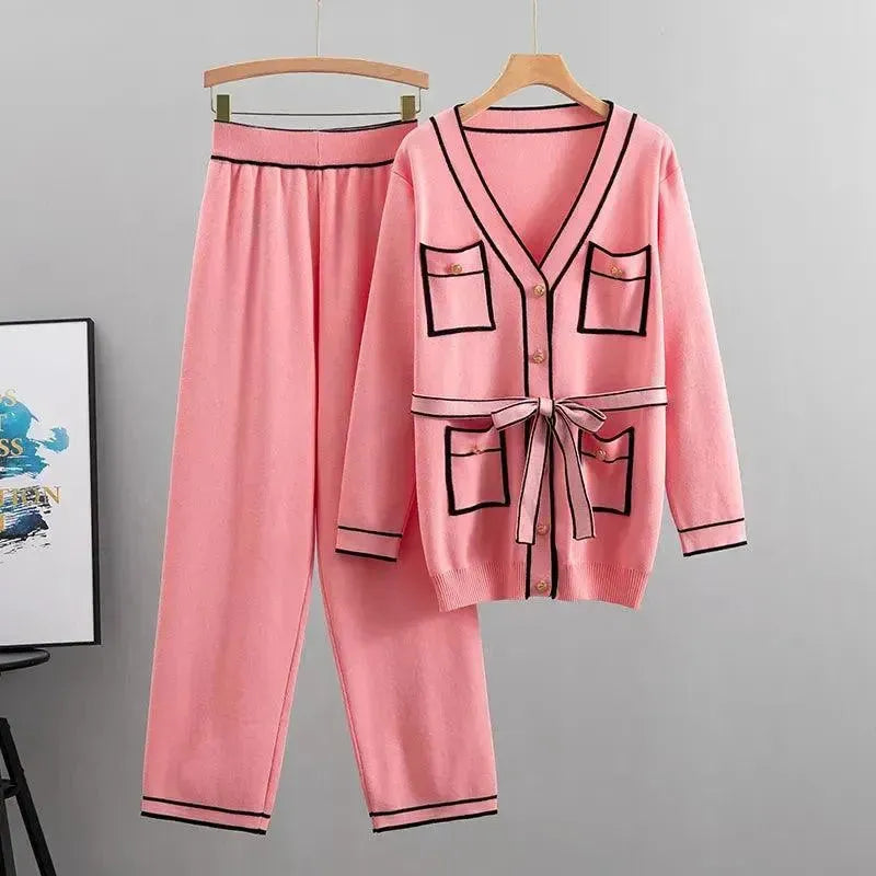 Relaxed Women Casual Twill Two-Piece Set - Casual Pants Set - LeStyleParfait