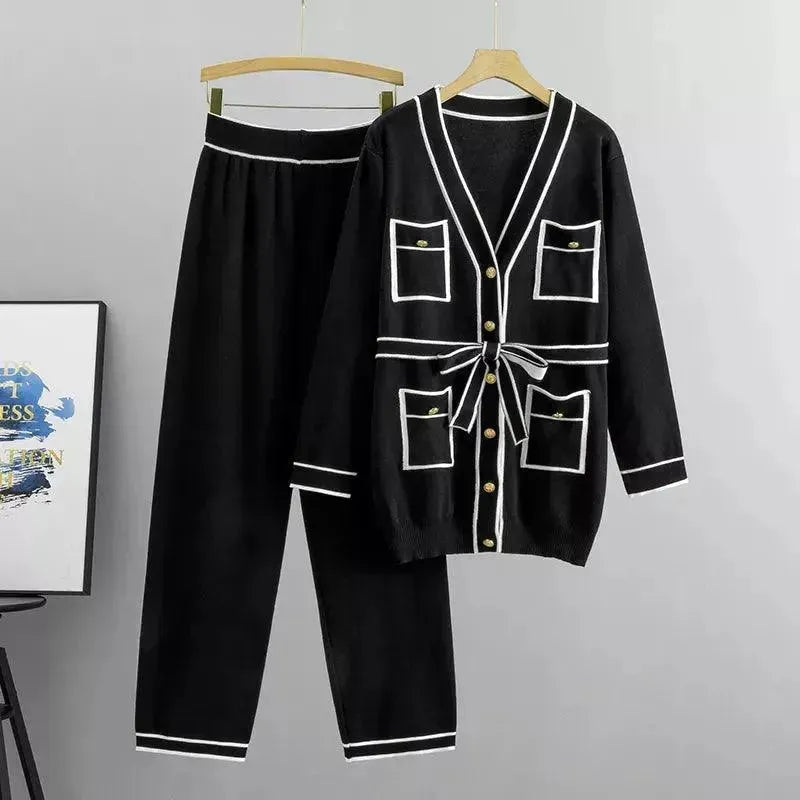 Relaxed Women Casual Twill Two-Piece Set - Casual Pants Set - LeStyleParfait