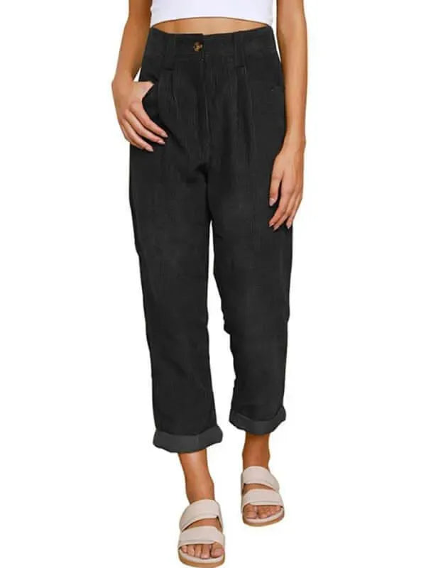 Corduroy Loose Straight Women Pants - Women Pants - LeStyleParfait