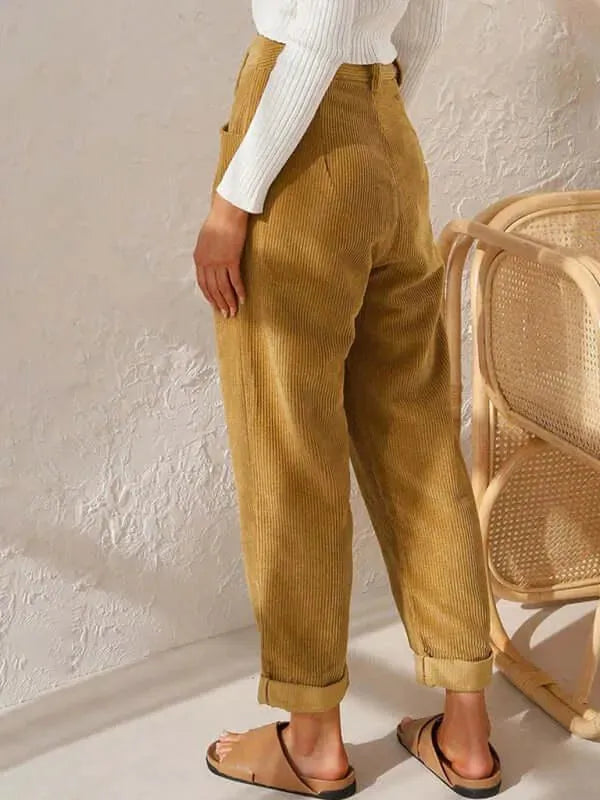 Corduroy Loose Straight Women Pants - Women Pants - LeStyleParfait