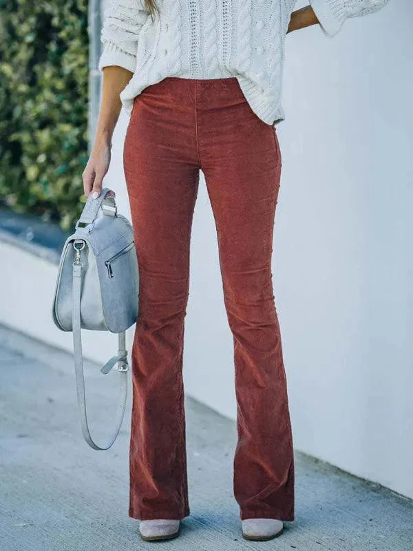 Loose Corduroy Flared Women Pants - Women Pants - LeStyleParfait