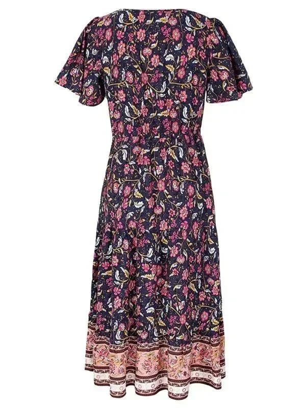 V Neck Floral Maxi Daydress - Maxi Dress - LeStyleParfait