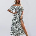 Women Romantic Floral Off-Shoulder Midi Dress - Floral Midi Dress - LeStyleParfait