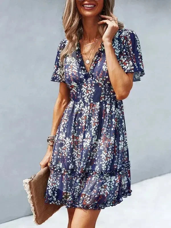 Floral Womens Mini Day Dress - Mini Dress - LeStyleParfait