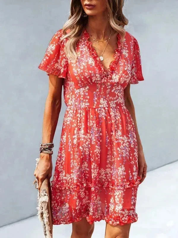 Floral Womens Mini Day Dress - Mini Dress - LeStyleParfait