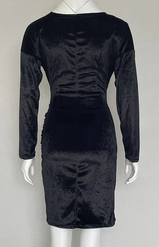 Romantic Blue Velvet Wrap Mini Dress