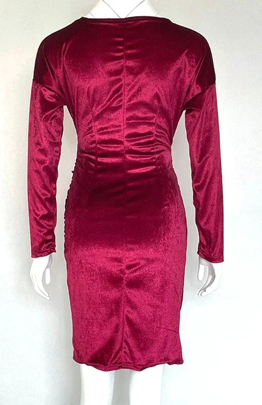 Romantic Blue Velvet Wrap Mini Dress