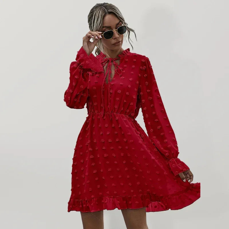 Romantic Pink Polka Dot Mini Dress