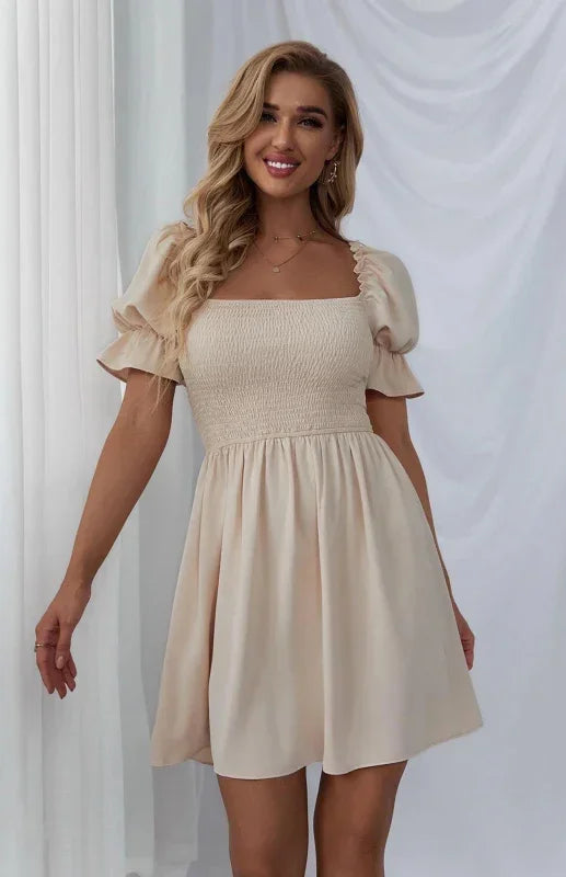 Romantic White Chiffon Empire Waist Mini Dress fashion image
