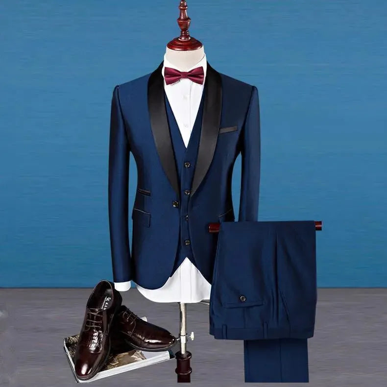 Shawl Collar Tuxedo 3 Piece Suit - Tuxedo Suit - LeStyleParfait