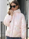 Shiny Hooded Women Parka Jacket - Winter Jacket - LeStyleParfait