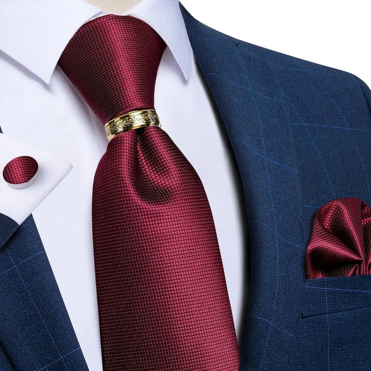 Solid Block Silk Necktie Set - Necktie - LeStyleParfait fashion image