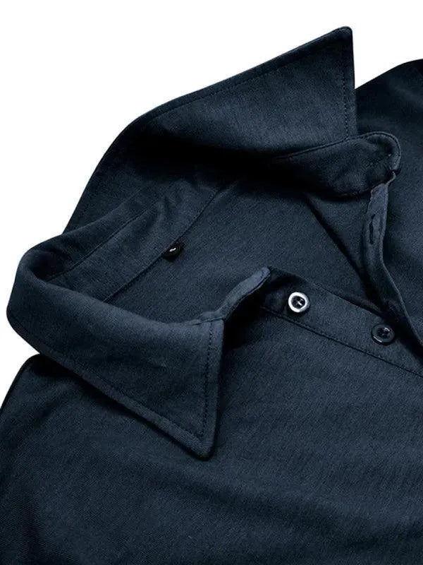 LeStyleParfait Men's T-Shirts Casual Polo Plain-Solid Long Sleeves-Polo Shirt