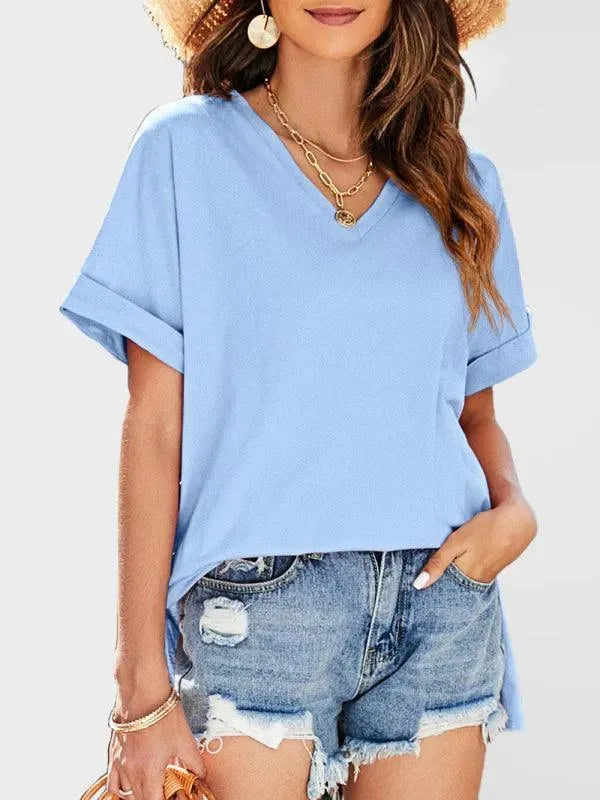 Solid V-Neck Women Top - Women Tops - LeStyleParfait
